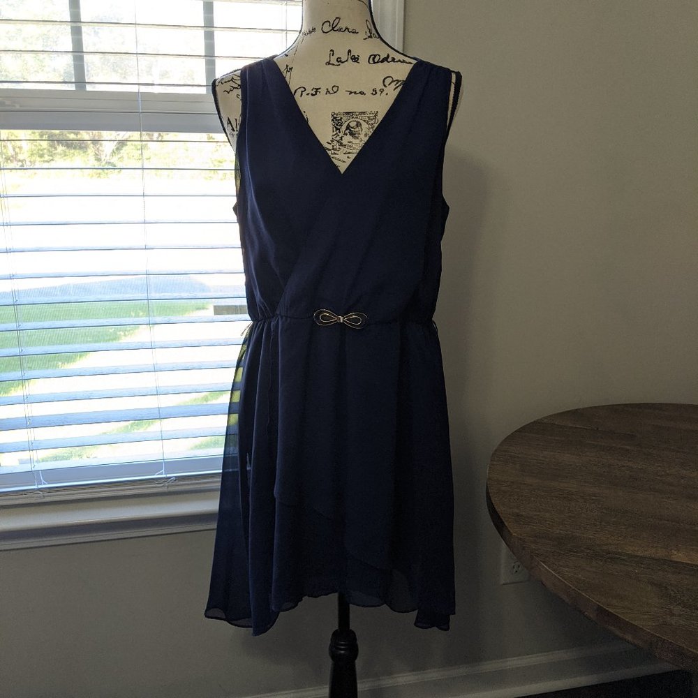 Charlotte Russe Navy Blue High Low Midi Dress